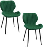 Brius Set 2 scaune tapitate velur picioare metalice, 44x52x77 cm, confort si eleganta, verde (AK-12216729)
