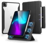 Apple iPad Pro 13 (2024 / 2025), mappa tok, Smart Case, mágneses rögzítés, csatos záródás, átlátszó hátlap, ESR Rebound Hybrid 360, fekete