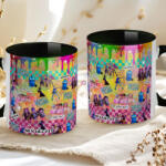 Deconline Crafts Egyedi neves KPOP "Démonadászok" RAINBOW bögre személyre szabható fekete (DO59431-BLACK-MUG)