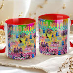 Deconline Crafts Egyedi neves KPOP "Démonadászok" RAINBOW bögre személyre szabható piros (DO59431-RED-MUG)