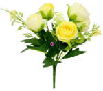 D&D Selyemvirág rózsa csokor 28 cm sárga (DD61199)
