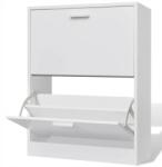 vidaXL Fehér fa cipősszekrény, 2 polccal (241242)
