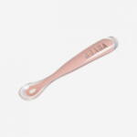 Beaba Lingurita Beaba din Silicon 4 Luni + Old Pink Set pentru masa bebelusi