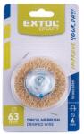Extol Craft drótcsiszoló körkefe, 63mm, fúrógépbe fogható: 6mm csap, hullámos szálú, rezezett acél, max 4500 frod/perc (17053)
