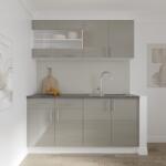 haaus Set Bucatarie Karo V8, Gri Lucios/Alb, MDF, Blat Thermo 28 mm, L 160 cm (924355)
