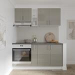 haaus Set Bucatarie Karo V7, Gri Lucios/Alb, MDF, Blat Thermo 28 mm, L 160 cm (924348)