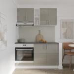 haaus Set Bucatarie Karo V4, Gri Lucios/Alb, MDF, Blat Thermo 28 mm, L 140 cm (924317)