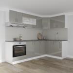 haaus Set Bucatarie Colt Karo V34, Gri Lucios/Alb, MDF, Blat Thermo 28 mm, L 240 x 140 cm (924614)