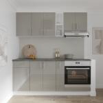 haaus Set Bucatarie Karo V9, Gri Lucios/Alb, MDF, Blat Thermo 28 mm, L 180 cm (924362)