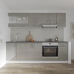 haaus Set Bucatarie Karo V15, Gri Lucios/Alb, MDF, Blat Thermo 28 mm, L 240 cm (924423)