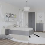 haaus Set dormitor Malmo V19, Pat 200 x 90 cm, Stejar Alb/Antracit (923259)