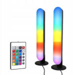 Dodaco Set 2 lampi LED RGB, 12 culori, 3 moduri de iluminare, montare verticala sau orizontala, alimentare USB, telecomanda inclusa, 26.5 x 4.1 x 3.5 cm, negre , iluminare moderna, dinamica si personalizata