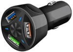Dodaco Incarcator auto, 3x porturi USB tip A, incarcare rapida, universal, negru, 7.8x2.9x4.4 cm , compact, eficient si sigur pentru toate dispozitivele