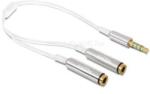 Delock Kábel sztereó dugó 3, 5 mm 4 érintkező > 2 x sztereó aljzat 3, 5 mm 4 érintkező 25 cm, fehér (DL65576) (DL65576)