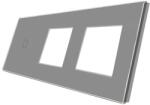 Luxion Panou Intrerupator Simplu cu Touch si 2 Prize Din Sticla LUXION (Gri) (LX-GP019GY)