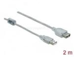Delock 83883 2m USB-A 2.0 apa - anya átlátszó kábel (DL83883) (DL83883)