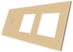 Luxion Panou Intrerupator Simplu cu Touch si 2 Prize Din Sticla LUXION (Auriu) (LX-GP019G)