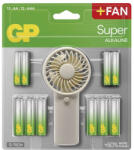 GP Batteries EMOS B0161M, GP Super Alkáli elem AA 12db + AAA 12db + Ventilátor (B0161M)