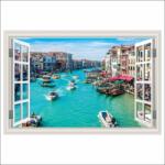  Fotótapéta Velence ablak, Canal Grande, csónakok, 300 x 200 cm