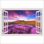  Öntapadó és mosható falfestmény Ablak Rhododendron virágok naplementekor, 180 x 120 cm