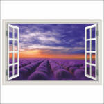  Öntapadó és mosható falfestmény Window Sunset, levendula, nyári, 250 x 170 cm