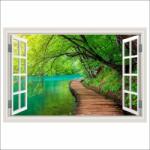  Photo Wallpaper Window Fahíd a folyón az erdőben, 300 x 200 cm