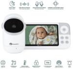 Petite&Mars Dispozitiv Monitorizare Bebelusi Petite&Mars Eve 5.0 Ecran HD 5 Inch Autonomie Baterie pana la 16 Ore Raza de Actiune 300M Suport pana la 4 Camere Comunicare Bidirectionala 8 Melodii VOX Alb (680045) Aparat supraveghere bebelus
