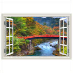  Öntapadós és mosható falfestmény Ablakhíd, erdő, ősz, 180 x 120 cm