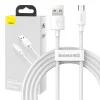 Baseus Simple Wisdom Micro USB - USB kábel, 2.1A, 1.5m (fehér) 2 db