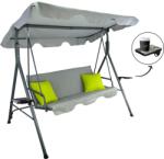 Garden Line KERTI HINTA A-TÍPUS 170 x 118 x 153 cm SZÜRKE KALMAR ZÖLD PÁRNÁKKAL ÉS CSÉSZE TARTÓKKAL *9987 (CH-KRE9987)