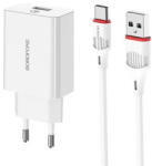  XE. H8RPN. 005 BOROFONE 18W BA21A Quick Charger 3.0 USB tablet és telefon gyors töltő hálózati tápegység 220V fast charger - fehér USB Type-C kábellel (XE.H8RPN.005)