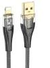 hoco. USB A Lightning kábel Hoco 2, 4A 1, 2 m U121 fekete átlátszó