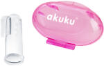 AKUKU szilikon ujj fogkefe és ínymasszírozó tokkal, rózsaszín