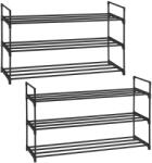 SONGMICS 3 szintes cipőtartó állvány fém fekete rakásolható (EUZ-LSA06BKV1) - prodis