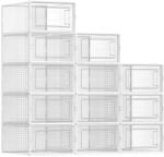 SONGMICS Nagy méretű cipőtároló doboz, műanyag tároló 12db, átlátszó 33x23x14cm (LSP12SWT)