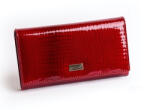 KROKOMANDER piros / krokkó mintás / lakk belül keretes közepes női bőr pénztárca j11-002