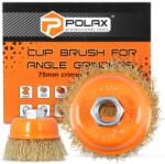 POLAX Drótkefe Sarokcsiszolóhoz 75mm M14 Fém Tisztítás Rozsda Eltávolítás 7V (54-176)