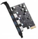  Bővítőkártya Pci Adapter PCIe 4 port Usb 3.0 3xUSB A 1xUSB C (2612240119911)