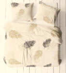  Ágynemű huzat szett 5 részes 200x220 cm krém alapon bézs-barna pálmalevállel