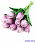  Tulipán gumis 10 szálas real touch köteg 33cm - Lila