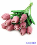  Tulipán gumis 10 szálas real touch köteg 33cm - Sötét Mályva
