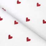 Goldea pamutvászon - piros szívecskék, fehér alapon 160 cm
