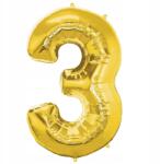 Springos Fólia Lufi Szám 3 Születésnap Arany XXL 40cm Születésnapi Dekoráció Arany