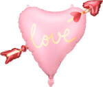 PartyDeco Balon din folie - Inimă cu săgeată „Love 66 x 48 cm