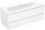 Mexen Rivel, fürdőszobaszekrény 120 cm Vela mosdóval, 2 fiókkal, hornyolt, matt fehér, 91A20-12047-2-BFF01-W23M01 (91A20-12047-2-BFF01-W23M01)