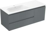 Mexen Rivel, fürdőszobaszekrény 120 cm bal oldali Vela mosdóval, 2S, 1D, rovátkolt, grafit/matt fehér, 91A23-12047-3-BBFFF66-W23L01 (91A23-12047-3-BBFFF66-W23L01)