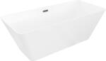 Mexen Velo Slim, szabadon álló kád 170 × 75 cm, fényes fehér, fekete túlfolyóval, 52811707500-70 (52811707500-70)