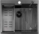 Laveo Malawi, 1 rekeszes rozsdamentes mosogató kiegészítőkkel 580x500x200 mm, grafit, LAV-SLMA510D (LAV-SLMA510D)