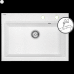 Laveo Tau, 1 rekeszes gránit mosogató 700x500x215 mm, fehér, LAV-SBT_6107 (LAV-SBT_6107)