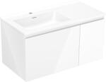Mexen Orio, fürdőszobaszekrény 90 cm, Otis mosdóval, bal oldali, 1S, 1D, fényes fehér, 91A13-09047-3-BBFF00-W18L00 (91A13-09047-3-BBFF00-W18L00)